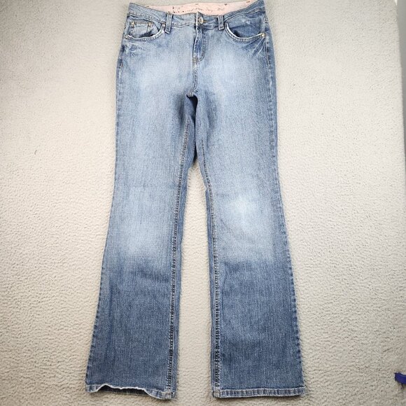 LEI Jeans Juniors 11 Women's 30x31 Y2K Flare Mid Rise Faded Cotton Blend Pants - Picture 1 of 11